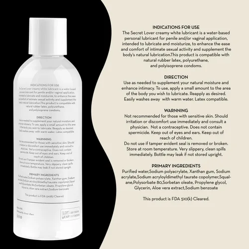 Miniatura 7 de Secret Lover Lubricante de Semen Sintético a Base de Agua, Lubricante Personal Suave de Larga Duración Espeso y Cremoso para Mujeres y Hombres