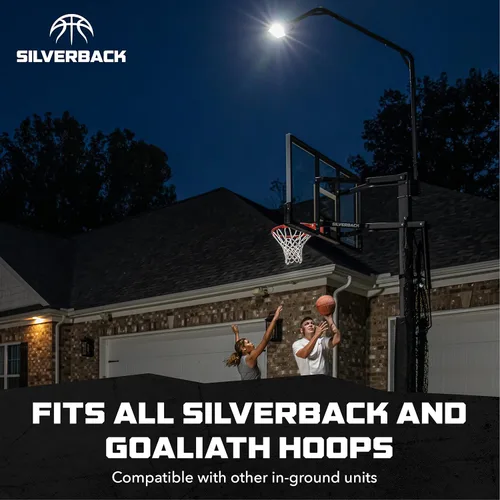 Miniatura 5 de Silverback La luz LED de aro de baloncesto ilumina el tablero, el borde y la cancha y se adapta a los aros cuadrados Silverback y Goaliath