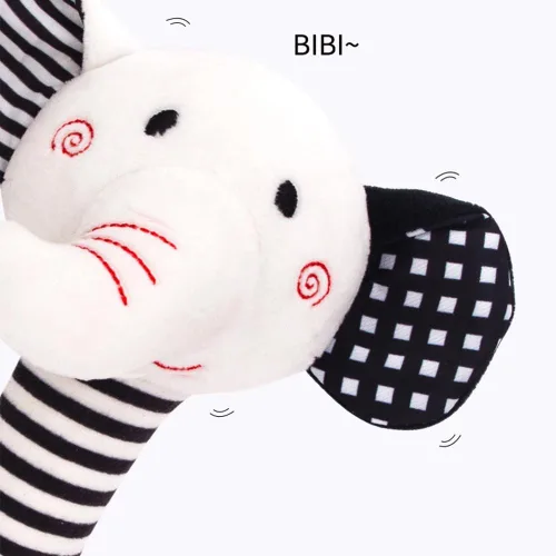 Miniatura 5 de D-KINGCHY Juguetes para bebés de 0 a 12 meses, juguetes para recién nacidos en blanco y negro, juguete de peluche suave con mordedor y sonido