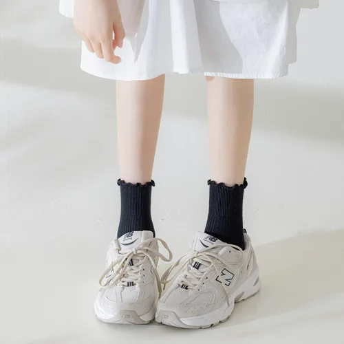 Miniatura 6 de Mcool Mary 10 pares de calcetines con volantes para mujer, calcetines de tobillo casuales bonitos, cómodos, transpirables, de algodón, con volantes