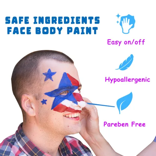 Miniatura 4 de Bowitzki Pintura facial y corporal, 2 onzas, maquillaje en crema, 2.0 fl oz, pintura facial a base de agua, efectos especiales para adultos y niños