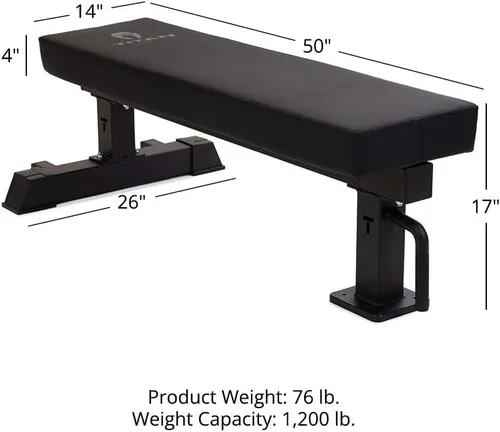 Miniatura 6 de Titan Fitness TITAN Series Banco plano de un solo poste, clasificado 1,200 libras, almohadilla de vinilo HeftyGrip de 4 pulgadas de grosor, banco