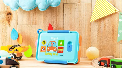 Miniatura 10 de Zak Designs Blippi Caja Bento de plástico reutilizable con sello a prueba de fugas, asa de transporte, ventilación de vapor para microondas
