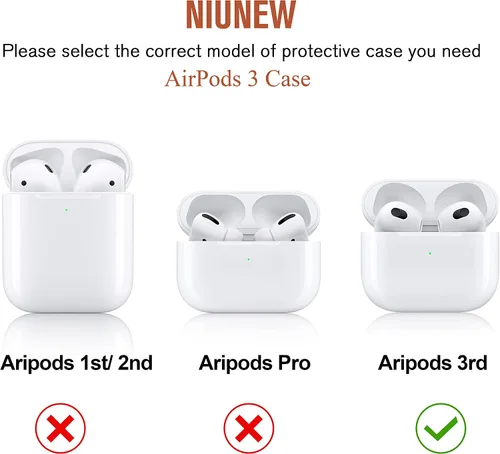 Miniatura 4 de Boba - Funda para AirPod 3 con llavero, funda para AirPods de tercera generación, funda de silicona protectora para AirPods de 3ª