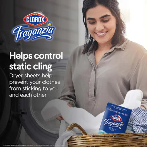 Miniatura 3 de Clorox Fraganzia - Hojas de secadora suavizantes de tela, reductoras de arrugas y antiestáticas, para ropa con gran olor, suaviza telas, aroma Océano