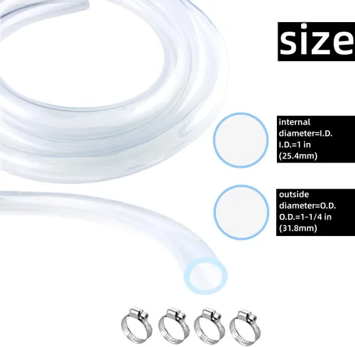 Miniatura 2 de Tubo de PVC de 1 pulgada de diámetro interior x 1-1/4 pulgadas de diámetro exterior - Tubo de vinilo transparente de 10 pies con 4 abrazaderas
