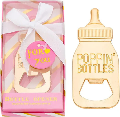 Miniatura 2 de 24 Abrebiberones Favores para Baby Shower, Regalos, Decoraciones, o Cajas de Regalo de Recuerdo para Invitados, Diseño Poppin para Bebés Niñas Rosa
