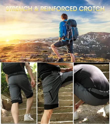Miniatura 7 de WORK IDEA Pantalones cortos de senderismo para hombre, resistentes al agua, ligeros, para senderismo