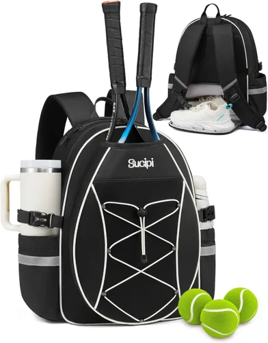 Miniatura 22 de Mochila de tenis Sucipi, mochila de tenis acolchada con bandolera cruzada, bolsas para raquetas de tenis resistentes al agua para mujeres y hombres