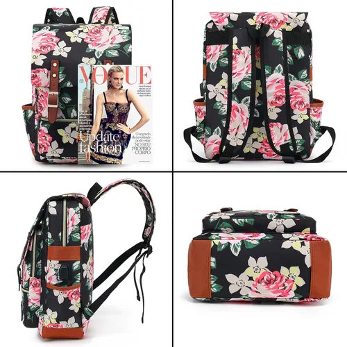 Miniatura 2 de YGR - Mochila con estampado floral para laptop para mujeres, hembras, escuela, viaje, negocios, deportes al aire libre, oficina, trabajo
