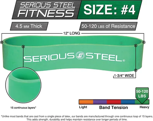 Miniatura 5 de Bandas de resistencia cortas - 12" por Serious Steel Fitness #4 Verde