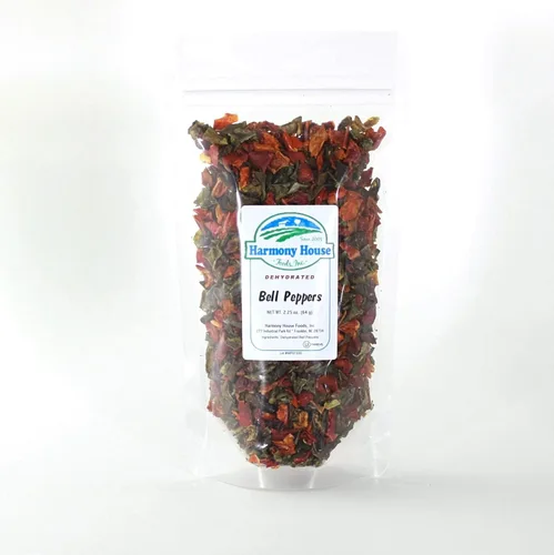 Harmony House Pimientos secos mezclados, cortados en cubitos - Verduras deshidratadas para cocinar, acampar, suministros de emergencia y más