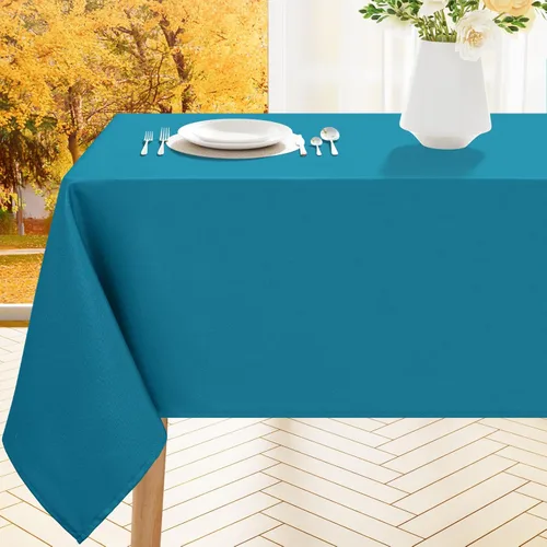 Miniatura 33 de Smiry Mantel rectangular de poliéster impermeable antiarañazos, mantel decorativo de tela lavable para comedor, bufé, fiestas y exteriores, 60 x 84