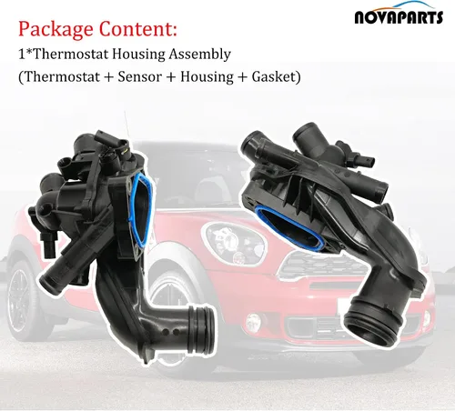 Miniatura 4 de NOVAPARTS 11538674895 Conjunto de carcasa del termostato del refrigerante del motor para 2011-2016 N16 Mini Cooper Clubman Countryman Convertibles