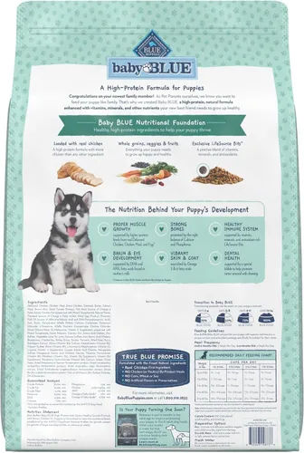 Miniatura 2 de Blue Buffalo Baby Blue - Alimento seco natural para cachorros, fórmula de crecimiento saludable con DHA, receta de pollo salado con alto contenido