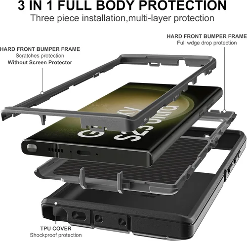 Miniatura 4 de Funda para Samsung Galaxy S23 Ultra, S23 Ultra con protector de pantalla de TPU flexible autorreparable [2 unidades], funda resistente 3 en 1