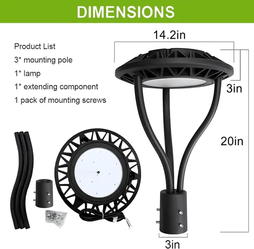 Miniatura 5 de Luces LED de poste superior de 60 W con fotocélula opcional, luces LED de área de jardín, 8100LM 5000K accesorio de poste superior impermeable