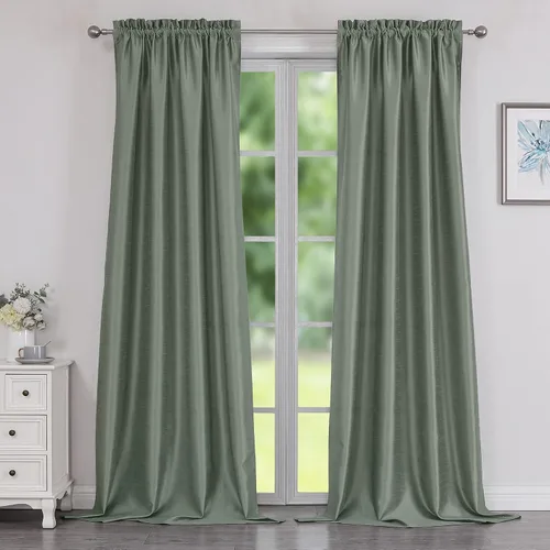 Miniatura 10 de Chyhomenyc Uptown - Cortinas negras de 24 pulgadas de largo, 2 paneles, cortinas cortas de seda sintética para oscurecer la habitación, cortinas