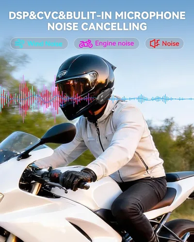 Miniatura 5 de N8 Mesh - Auriculares Bluetooth para motocicleta V5.4 para 8 conductores, sistema de comunicación de casco compatible con música y conversación