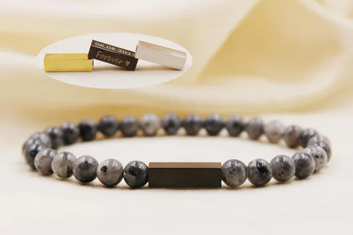 Miniatura 16 de Pulseras de cuentas personalizadas, Pulsera de piedras preciosas de 0.236 in, Pulsera grabada con láser, Pulsera de piedra natural, Pulseras unisex