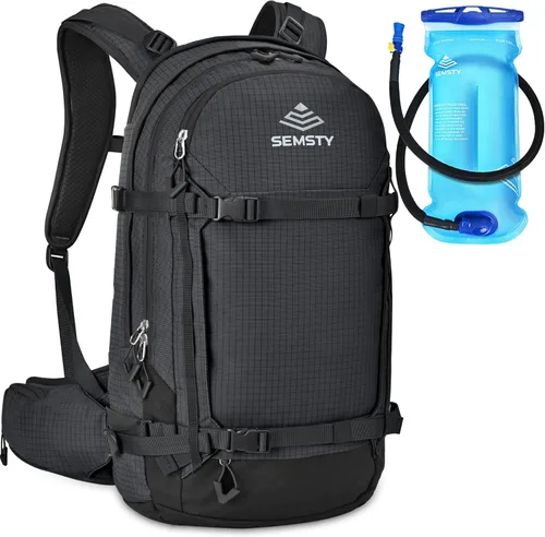 Miniatura 10 de SEMSTY Mochila de hidratación de esquí de 25 litros con vejiga de agua de 2 L, arnés aislado, mochila impermeable para viajes de snowboard, esquí