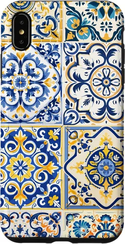 Miniatura 10 de iPhone 13 Patrón de azulejos mediterráneos sicilianos con estuche estético Maiólica