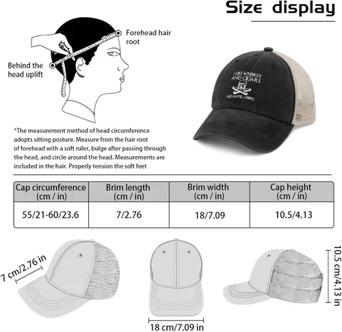 Miniatura 155 de Philysonic Funny Hat I Like Whisky and Cigars and Maybe 3 People Sombreros para Hombres Gorras de Béisbol Gorras Ajustables