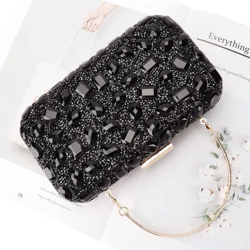 Miniatura 7 de COAIMANEY Bolso de mano de lentejuelas brillantes con diamantes de imitación para mujer, bolso de mano de noche, bolso de hombro para boda, fiesta