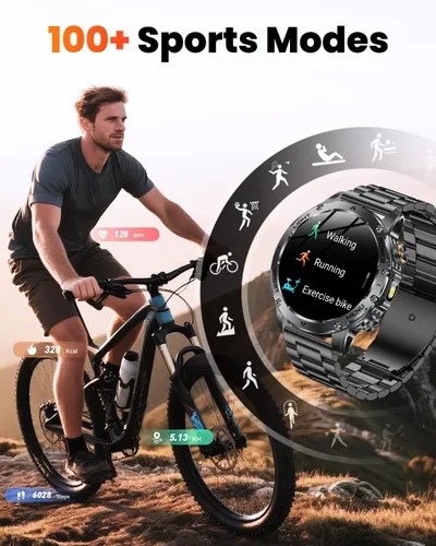 Miniatura 7 de Relojes inteligentes militares para hombres (respuesta/llamadas de marcación), reloj inteligente con batería de 1000 mAh, rastreador de fitness