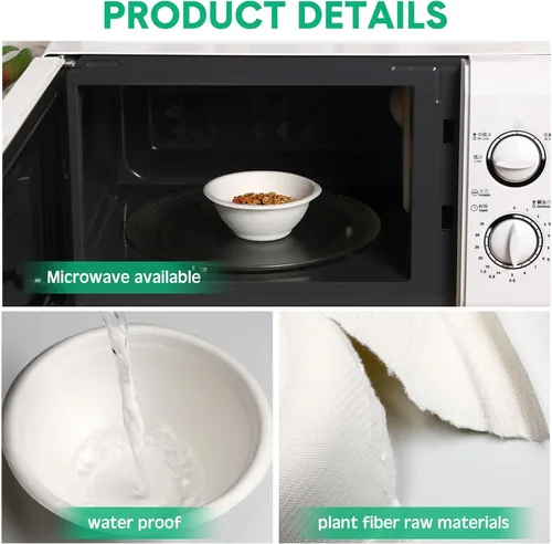 Miniatura 3 de Potchen - Paquete de 300 cuencos de papel desechables de 8 onzas, cuencos de bagazo de caña de azúcar blanca para ensalada de sopa, helado, postre