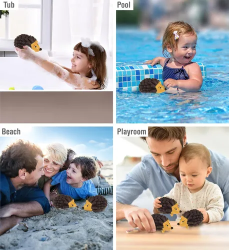 Miniatura 4 de DolliBu Hedgehog Bath Buddy Squirter - Juguete de baño de hedgehog flotante de goma de erizo marrón, divertido juego de agua para niños pequeños