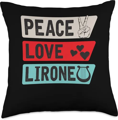 Miniatura 4 de Lirone Lira Family Music Instrument Peace Love - Almohada de instrumento musical Lirone para guitarristas, 16 x 16 pulgadas, multicolor