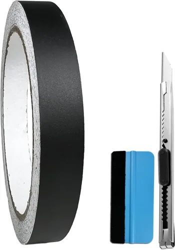 LZLRUN - Rollo de cinta adhesiva de vinilo mate con liberación de aire color negro - Incluye juego de herramientas de instalación (1/2" x 30 pies)