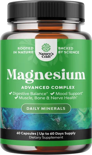 Suplemento complejo de magnesio de alta absorción, óxido de magnesio de 500 mg con citrato de 500 mg para apoyo del sueño y el estado de ánimo,