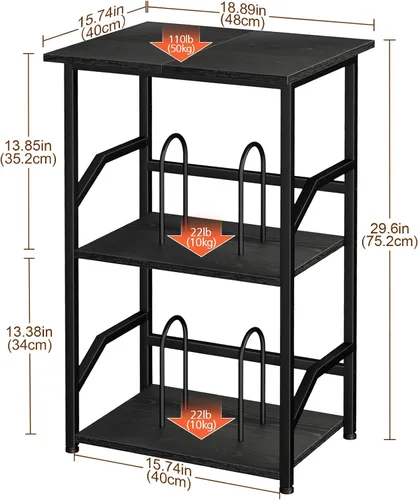 Miniatura 6 de LOAKEKEL Soporte para tocadiscos con almacenamiento de vinilo, mesa auxiliar de 3 niveles con estante, soporte giratorio alto con divisores
