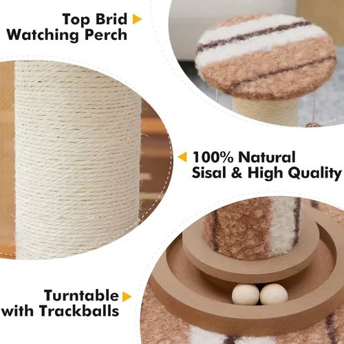 Miniatura 5 de Woochpet Poste rascador para gatos de 34 pulgadas de alto con pista de bola para gatos, resistente y más grueso, de gran diámetro, poste rascador
