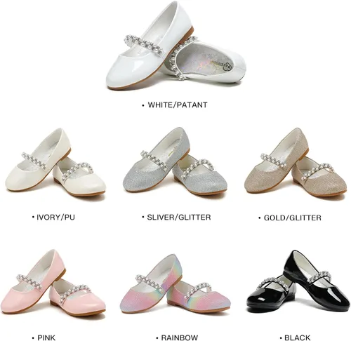 Miniatura 6 de Parrosoo Zapatos de vestir para niñas, zapatos Mary Jane, zapatos de ballet, zapatos de tacón bajo para niña, escuela, princesa, zapatos de boda