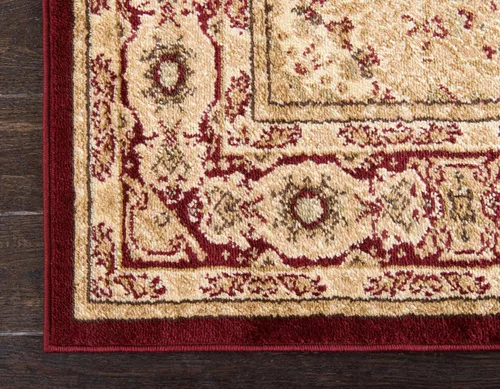 Miniatura 9 de Unique Loom - Alfombra clásica tradicional, colección Versalles, Polipropileno, Rojo/Borgoña