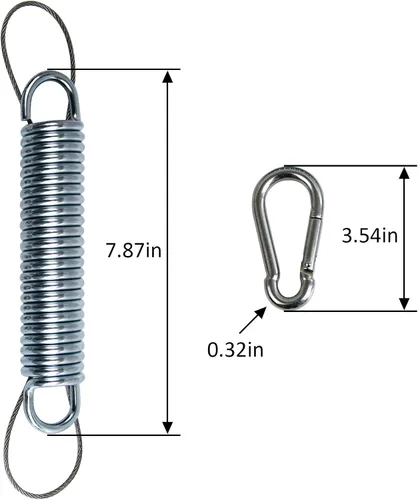 Miniatura 2 de Muelles oscilantes para porche, capacidad de 700 libras, kit de resorte de acero inoxidable para silla colgante, 2 resortes, 4 mosquetones de gancho