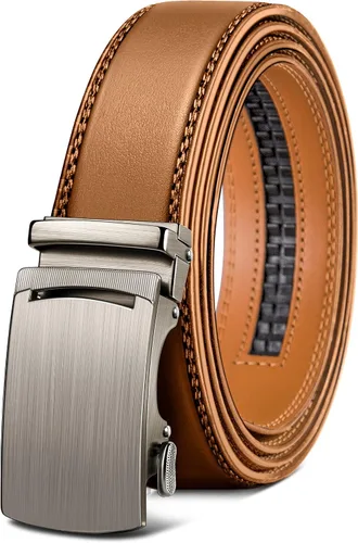 Miniatura 23 de BULLIANT - Cinturón de trinquete para hombre, cinturón de cuero deslizante ajustable para regalo, para vestido casual de hombre, 1 3/8