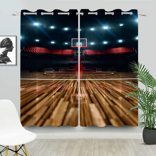 Miniatura 28 de Cortinas opacas de fútbol para dormitorio de niños, con temática deportiva, para sala de fútbol, cortinas de fútbol en blanco y negro