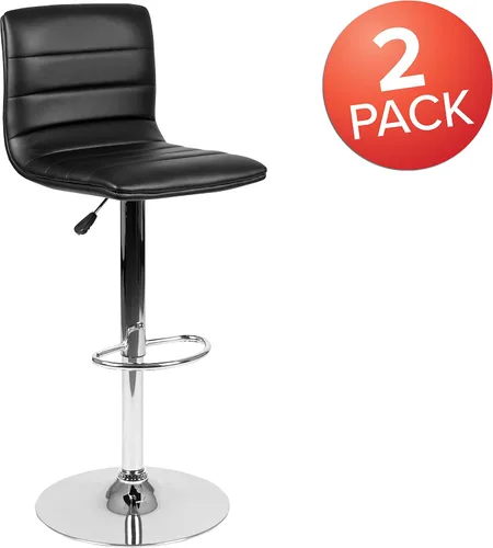 Miniatura 4 de Flash Funiture silla de bar ajustable con base cromada, Negro