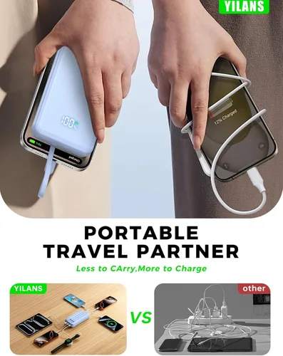 Miniatura 8 de Portable Charger,50000mAh Power Bank Built-in Cable, 22.5W PD USB C In & Out Fast Charging, External Battery Pack with 6 Output & 2 Input, Travel