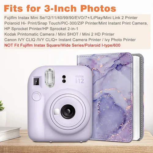 Miniatura 2 de Fintie Álbum de fotos Instax Mini para película de 2x3 pulgadas - 104 bolsillos Álbumes pequeños para Fujifilm Instax Mini lila