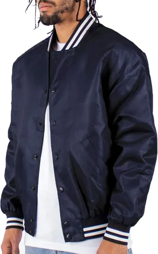 Miniatura 2 de Shaka Wear Chaqueta bomber para hombre Chaqueta clásica acolchada de ajuste relajado, resistente al agua, abrigo de béisbol universitario S-3XL