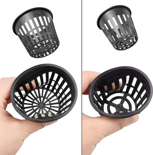 Miniatura 5 de Paquete de 40 macetas de red de 3 pulgadas y 2 pulgadas, macetas de plástico ligeras de red económicas para hidroponía, cultivo en interiores