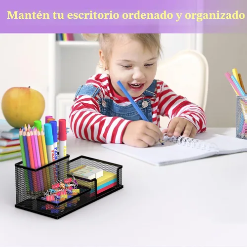 Miniatura 2 de SUPEASY Organizador de Escritorio Porta Lápices, Organizador de Suministros de Oficina con 3 Compartimentos, Accesorios de Escritorio y Negro