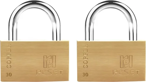 Miniatura 10 de RESET -290 Candado de latón de 1.18 pulgadas (1.181 in) con llave, candado pequeño con llave con grillete de acero inoxidable, 3 llaves, cerradura