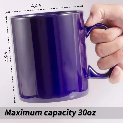 Miniatura 3 de BYCNZB Juego de 2 tazas de café de cerámica súper grandes de 30 onzas (cobalto)