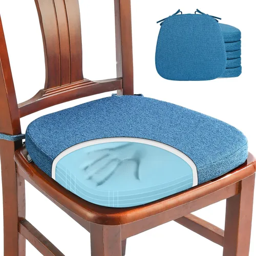 Miniatura 19 de SINOSSO Paquete de 4 cojines de espuma viscoelástica para sillas de comedor, tela tejida amigable de 16 pulgadas en forma de U, cómodas almohadillas
